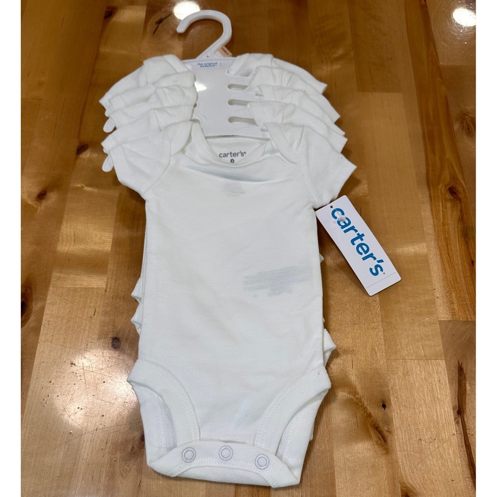 Carter's‎ 5pc Solid White PREEMIE Basic Bodysuits Sleeveless Soft Up To 6lbs NWT